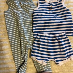 Striped Baby Romper and Shorts Set